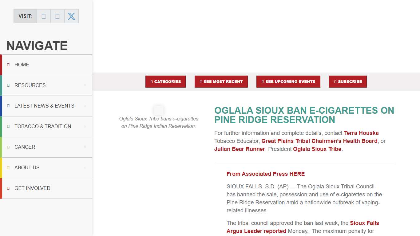 Oglala Sioux ban e-cigarettes on Pine Ridge Reservation